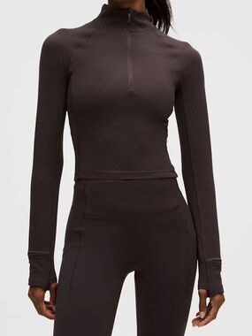 Lululemon It’s Rulu Cropped Half Zip Sequoia BrownSize Small
